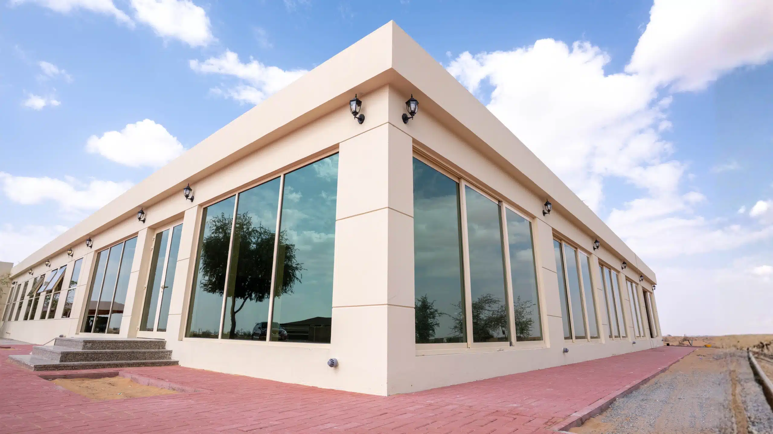 Al Bataeh finished building aluminium and glass work by OBA Aluminium & Glass UAE